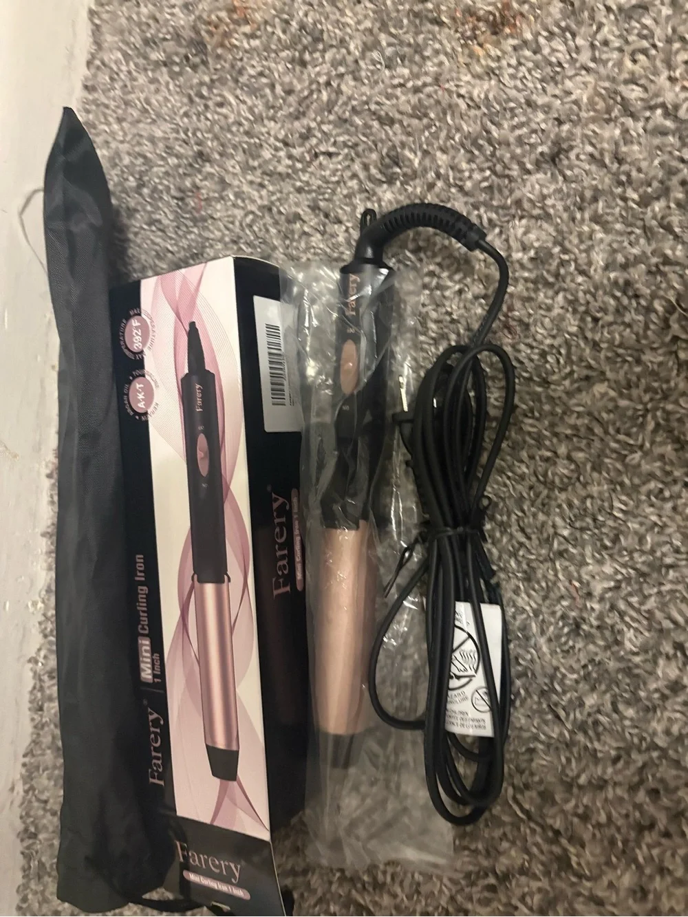 Farery Rose Gold Mini Curling Iron with Travel Pouch